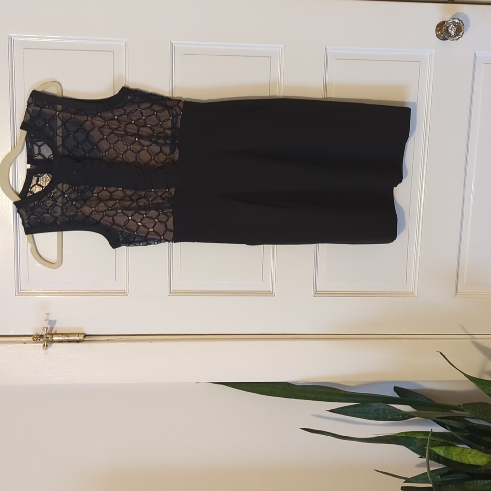 BCBG black dress with silk lace